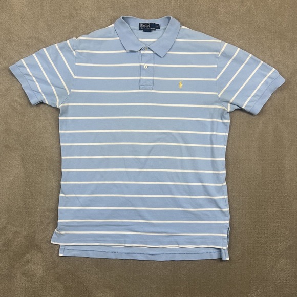 Polo Ralph Lauren Vintage Striped Polo Shirt XL Light Blue Cotton Preppy Pony — photo 2